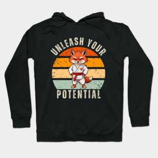 Karate Angry Fox Retro Hoodie